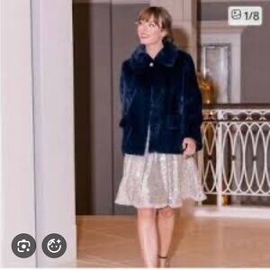 Gal Meets Glam Navy Teddy Jacket